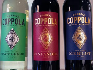 Francis Ford Coppola: pinot grigio, zinfandel ja merlot