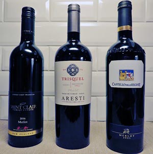 Merlot-tasting, 3 viiniä