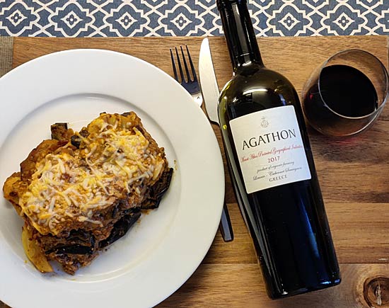 Moussaka ja Agathon Limnio Cabernet Sauvignon
