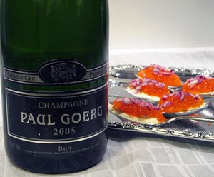 Paul Goerg Premier Cru Champagne Brut 2005 ja mätilusikat