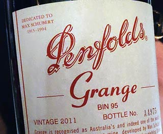 Penfolds Grange 2011 etiketti