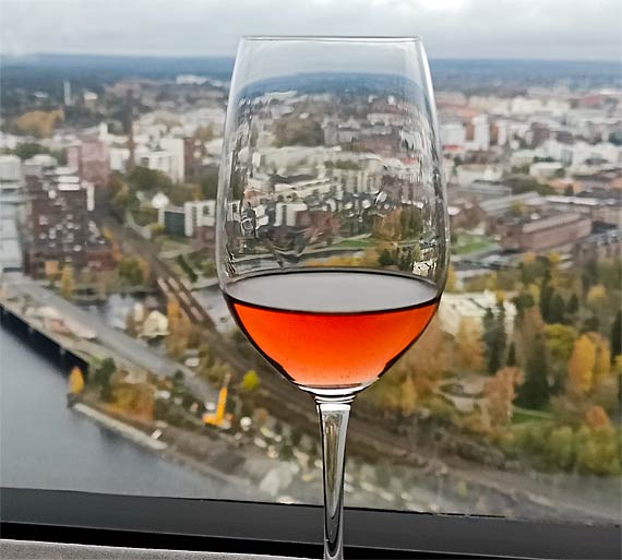 Näsinneulan maisema ja viinilasi.