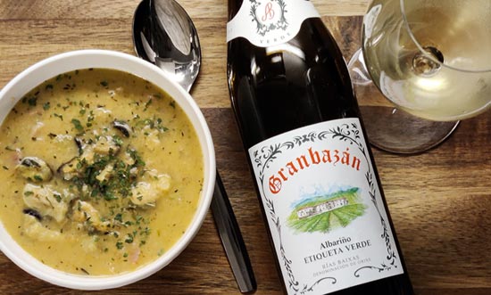 Simpukkakeitto ja Granbazán Albariño