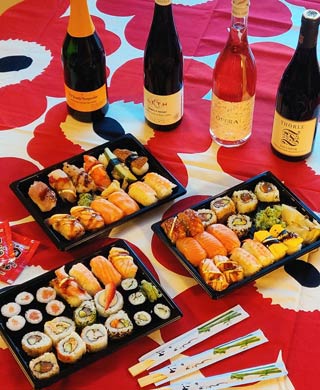 Sushibuffet ja viinit