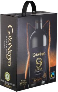 [kuva: Gato Negro Reserve 9 Lives Malbec 2019 hanapakkaus(&copy; Alko)]