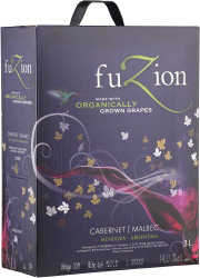 [kuva: Fuzion Cabernet Malbec Organic 2015 hanapakkaus(© Alko)]