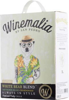 [kuva: Winemalia White Bear Blend Sauvignon Blanc Chardonnay 2023 hanapakkaus(&copy; Alko)]