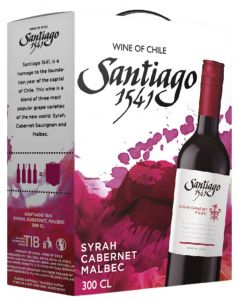 [kuva: Santiago 1541 Syrah Cabernet Malbec 2019 hanapakkaus(&copy; Alko)]