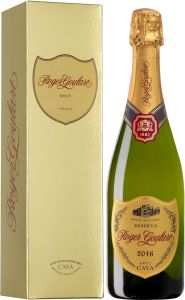 [kuva: Roger Goulart Reserva Cava Brut 2016 lahjapakkaus(&copy; Alko)]