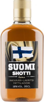 [kuva: Suomi Shotti Inkivääri-Lakritsi muovipullo(&copy; Alko)]
