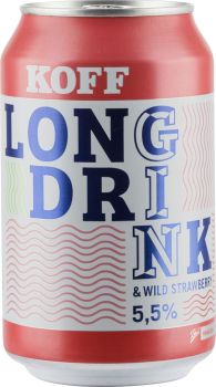 [kuva: Koff Long Drink Gin & Wild Strawberry tölkki(&copy; Alko)]