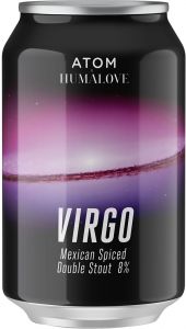 [kuva: Humalove & Atom Virgo Mexican Spiced Double Stout tölkki(&copy; Alko)]