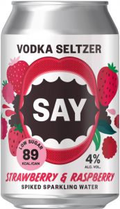[kuva: Say Vodka Seltzer Strawberry & Raspberry tölkki(&copy; Alko)]