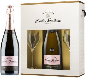 [kuva: Nicolas Feuillatte Réserve Exclusive Rosé Champagne Brut lahjapakkaus(&copy; Alko)]