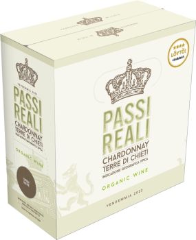 [kuva: Passi Reali Organic Chardonnay hanapakkaus(&copy; Alko)]
