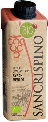 [kuva: Sancrispino Syrah Merlot Organic kartonkitölkki(&copy; Alko)]