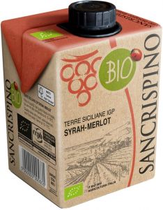 [kuva: Sancrispino Syrah Merlot Organic kartonkitölkki(&copy; Alko)]