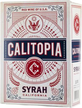 [kuva: Calitopia California Syrah 2023 hanapakkaus(&copy; Alko)]