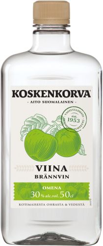 [kuva: Koskenkorva Viina Omena muovipullo(&copy; Alko)]
