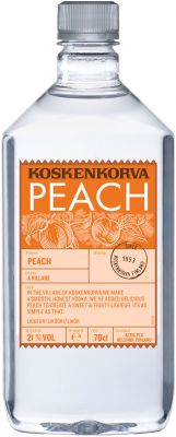 [kuva: Koskenkorva The Original Peach muovipullo(© Alko)]