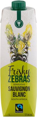 [kuva: Frisky Zebras Sensuous Sauvignon Blanc kartonkitölkki(&copy; Alko)]